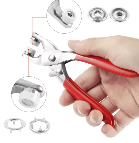 Five-Prong Metal Snap Tool Kit for Quick Button Fixing on Clothes, Belts & Accessories